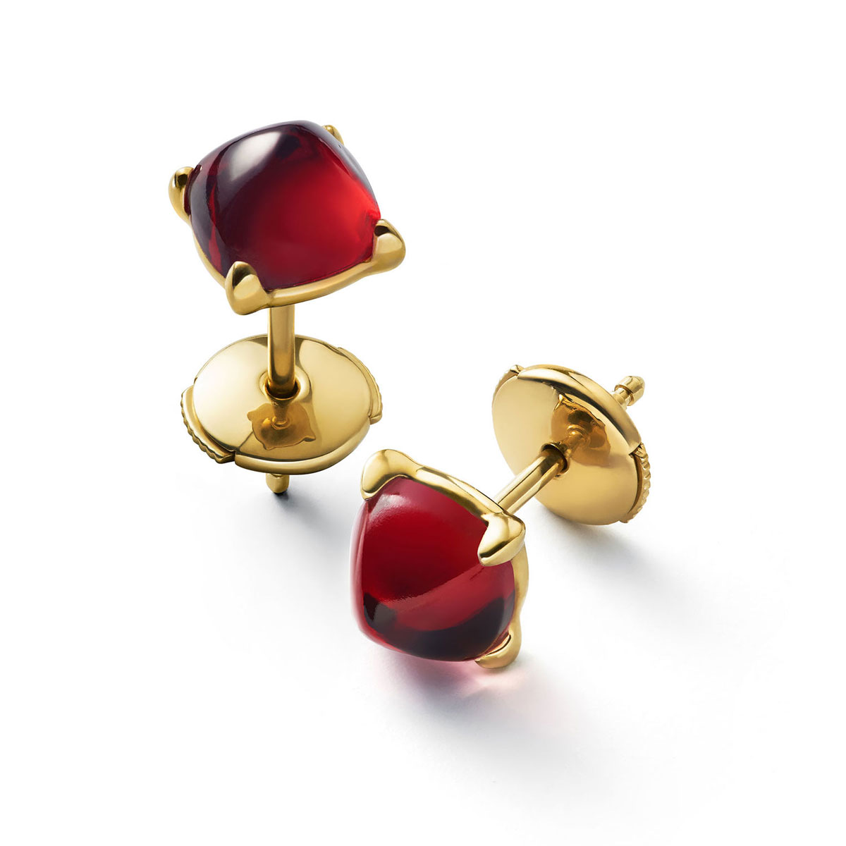 Baccarat Mini Medicis Earrings Vermeil Gold Pair, Red