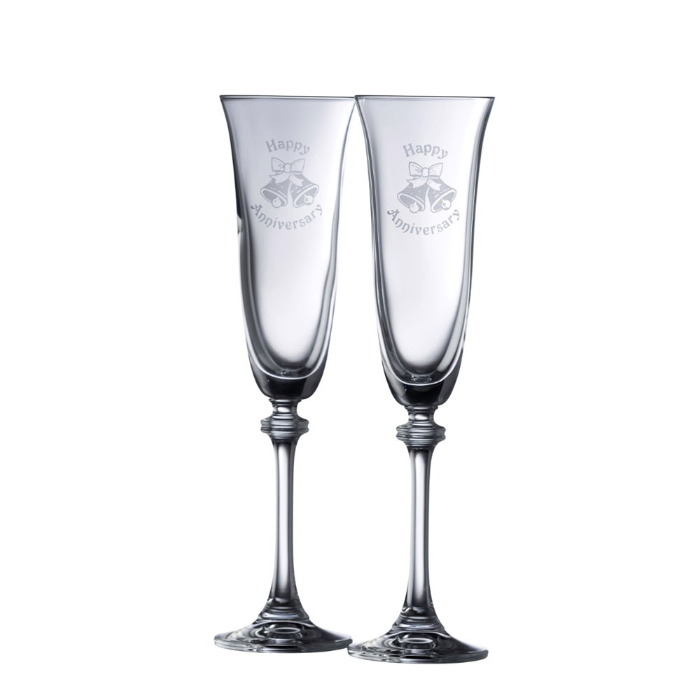 Galway Crystal Happy Anniversary Liberty Flute, Pair