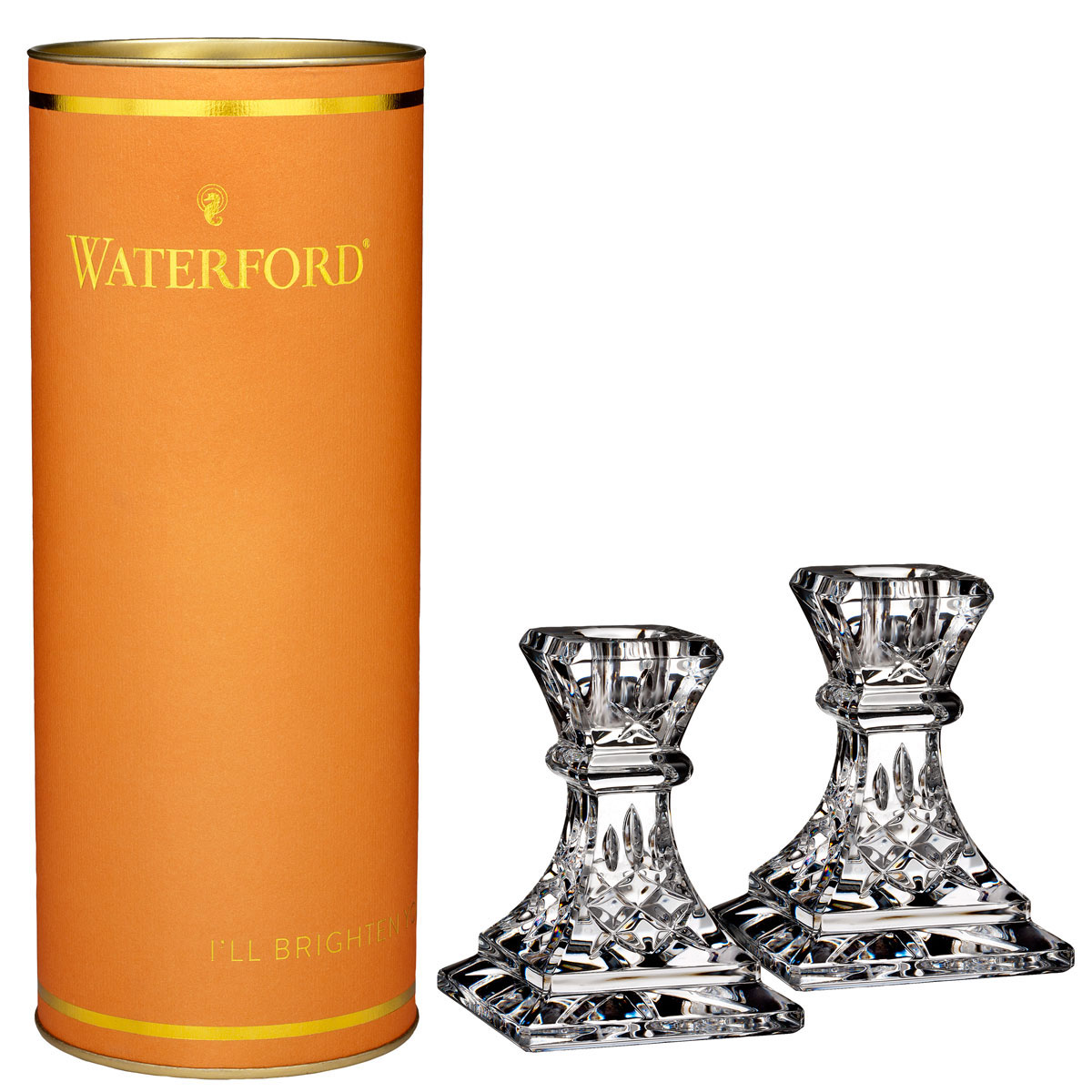 Waterford Giftology Lismore 4" Crystal Candlestick, Pair