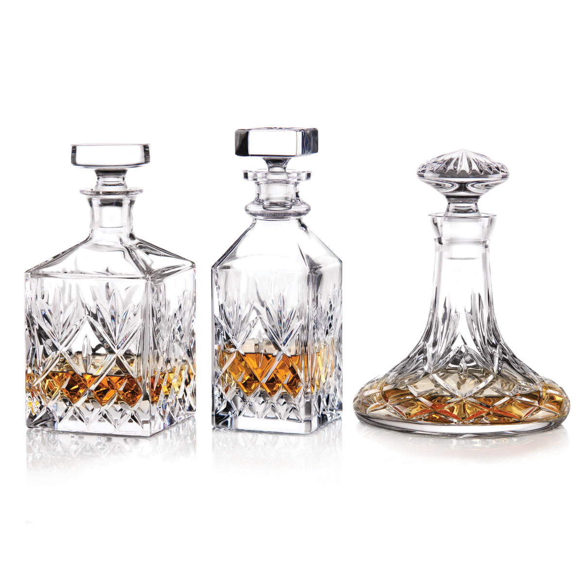 Waterford Huntley Set of Three Whiskey Decanters