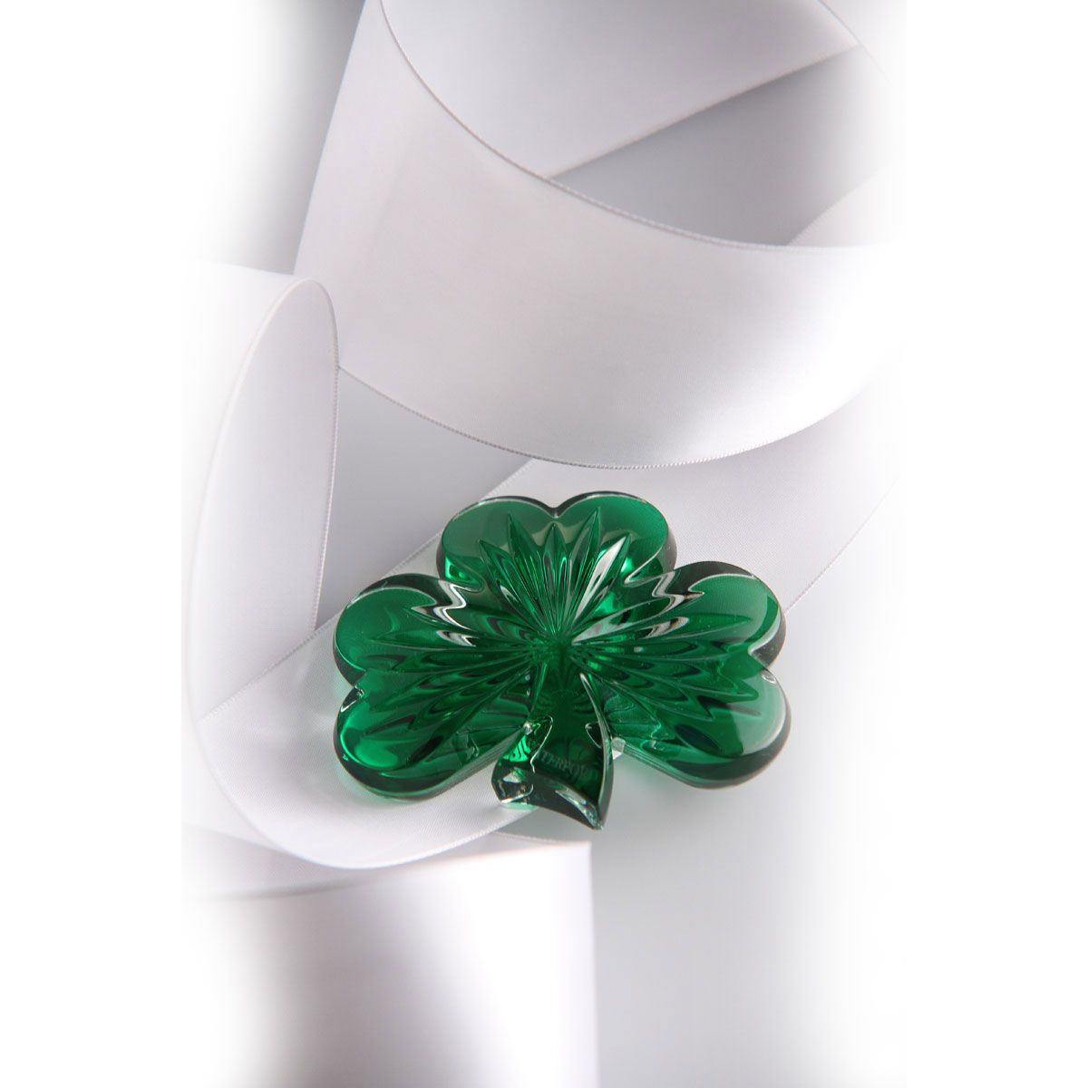 Waterford Crystal, Green Shamrock Crystal Paperweight