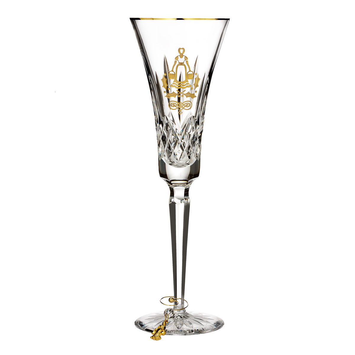 Waterford Crystal, 12 Days of Christmas Lismore Eight Maids Gold Crystal Flute, Single