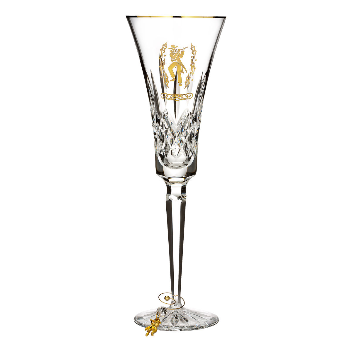 Waterford Crystal 2018 12 Days Collection Lismore Eleven Pipers Toasting Flute Gold, Single