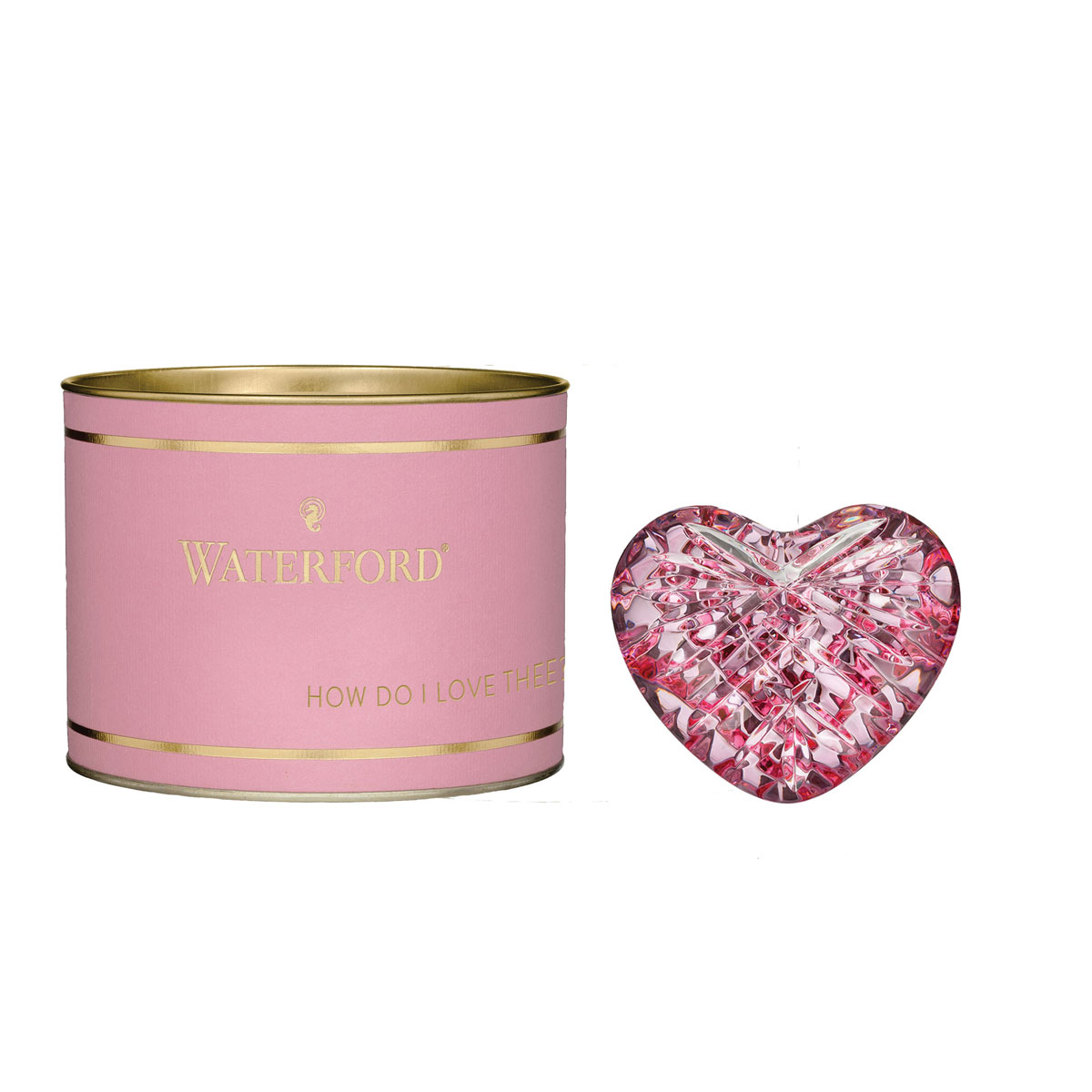 Waterford Crystal, Giftology Pink Heart Crystal Paperweight