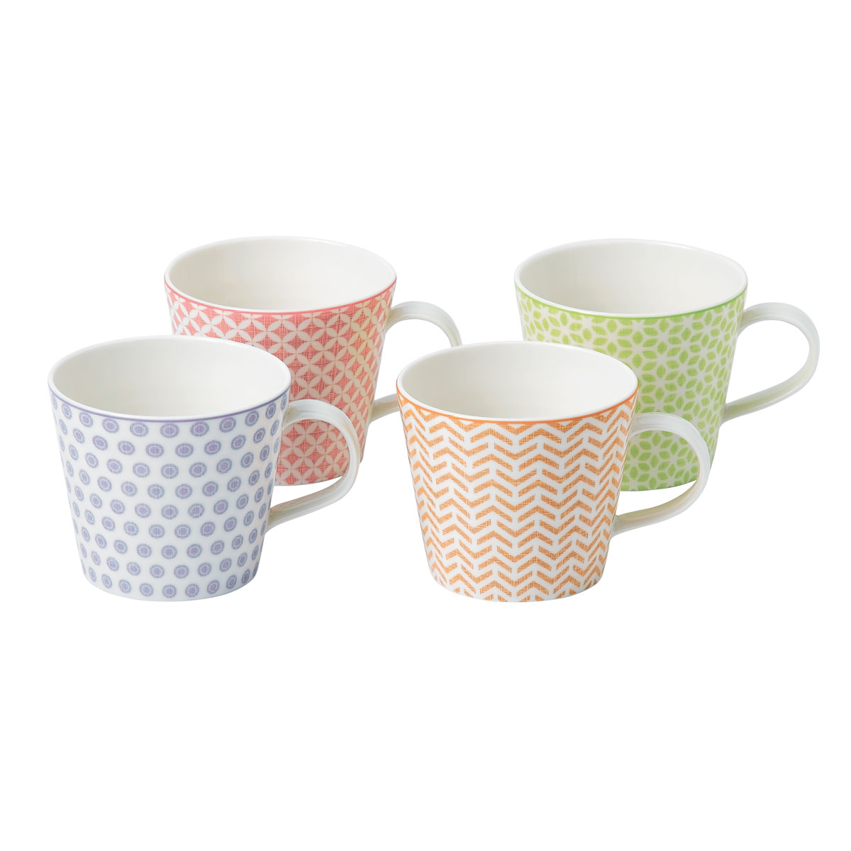 Royal Doulton Pastels Accent Mugs Set of 4 Mixed Patterns