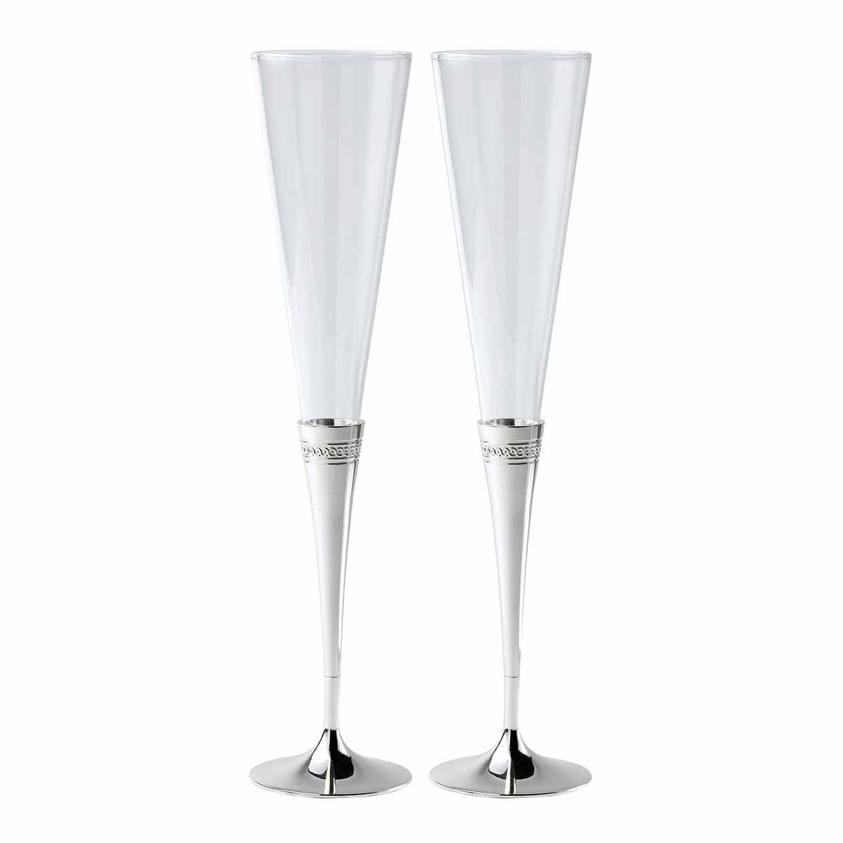Wedgwood Silver, Simply Wish Toasting Crystal Flute, Pair