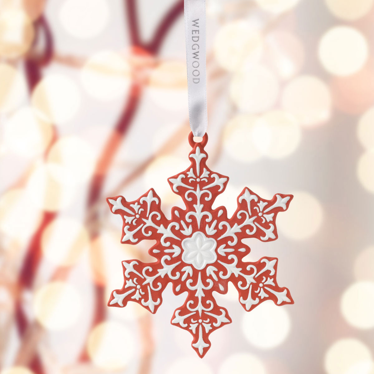 Wedgwood Snowflake Red Ornament