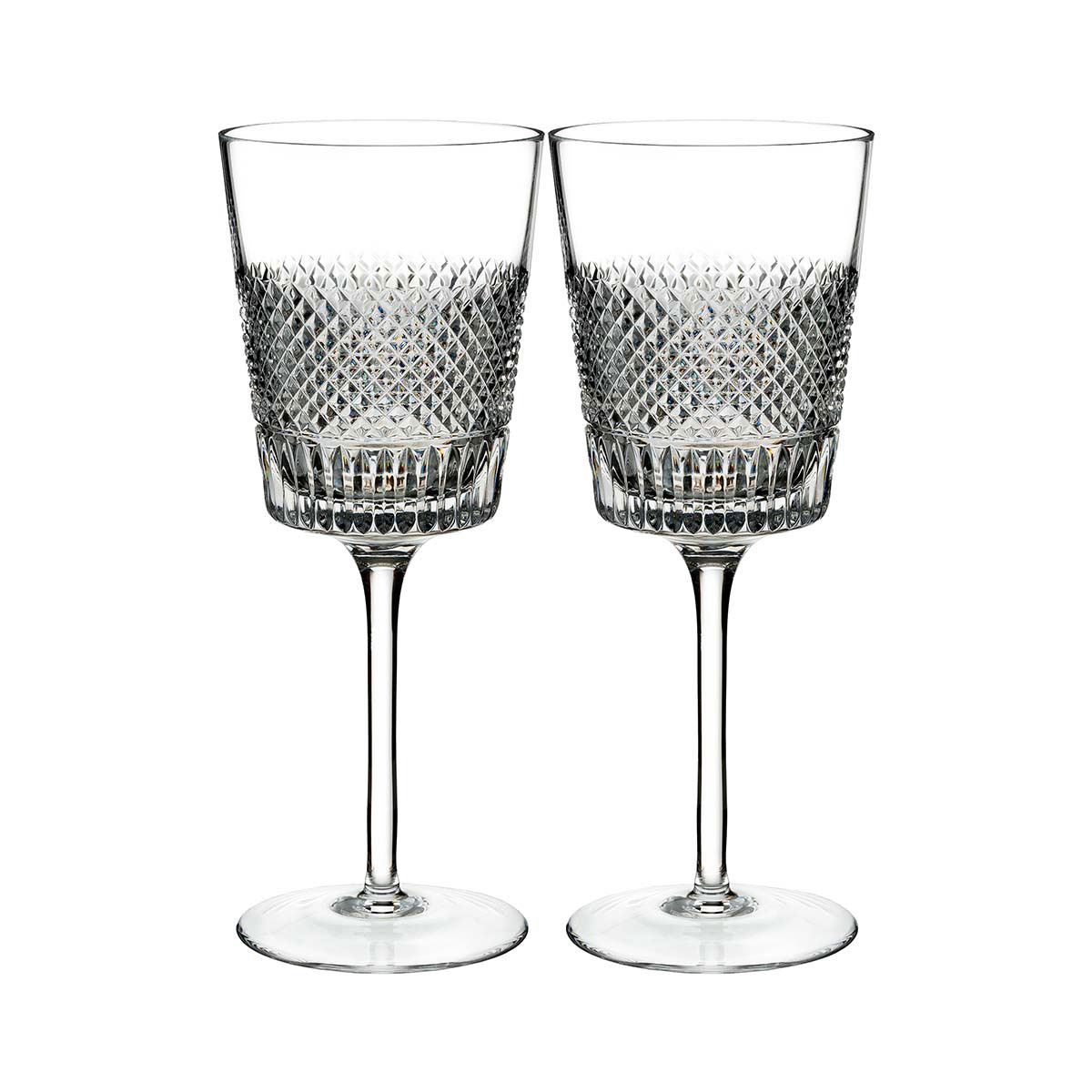 Waterford Crystal, Diamond Line Crystal Wine Glass, Pair