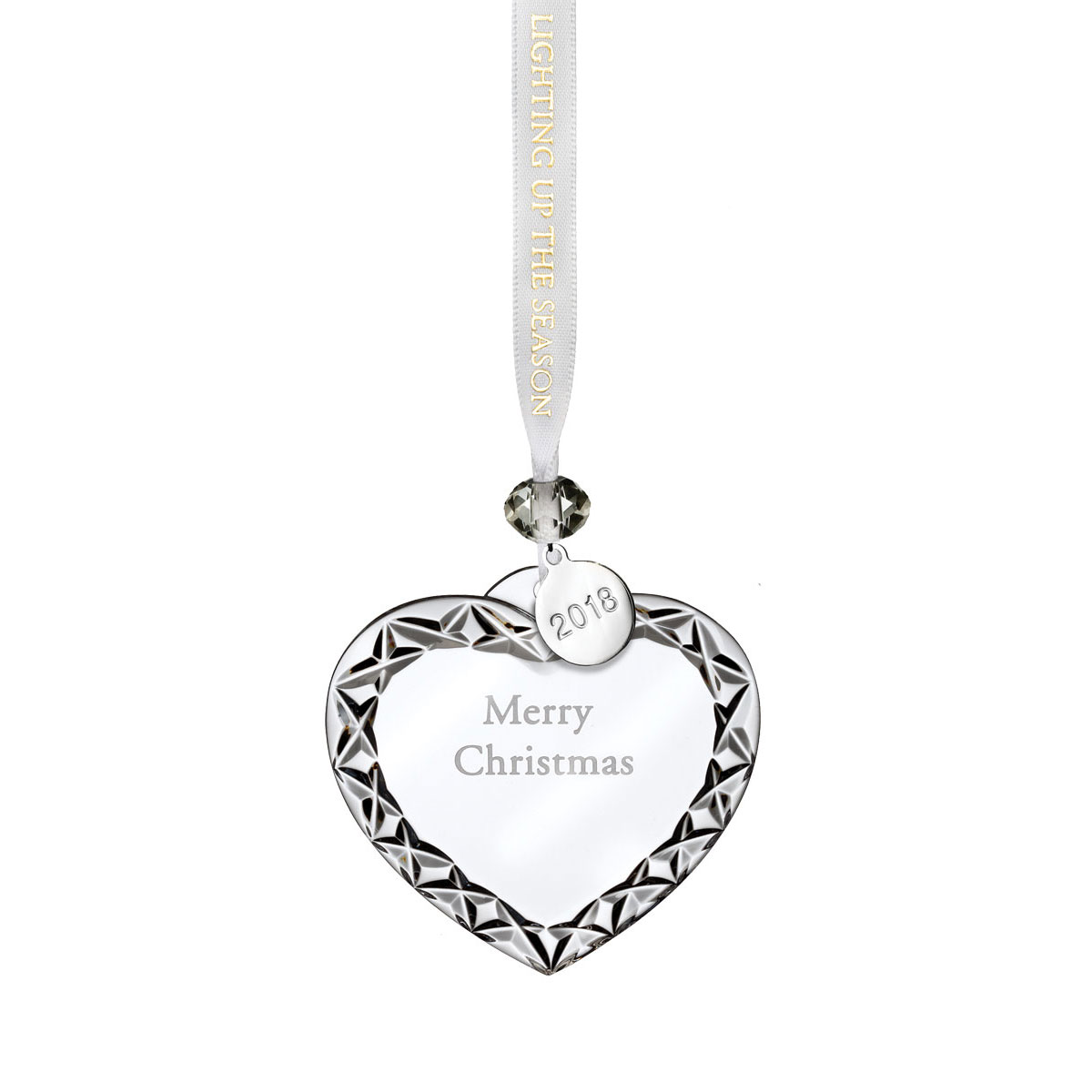 Waterford Crystal, 2018 Heart Ornament Merry Christmas