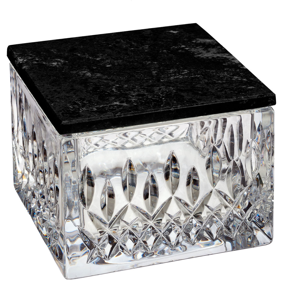 Waterford Crystal, Lismore Covered Box, With Marble Lid