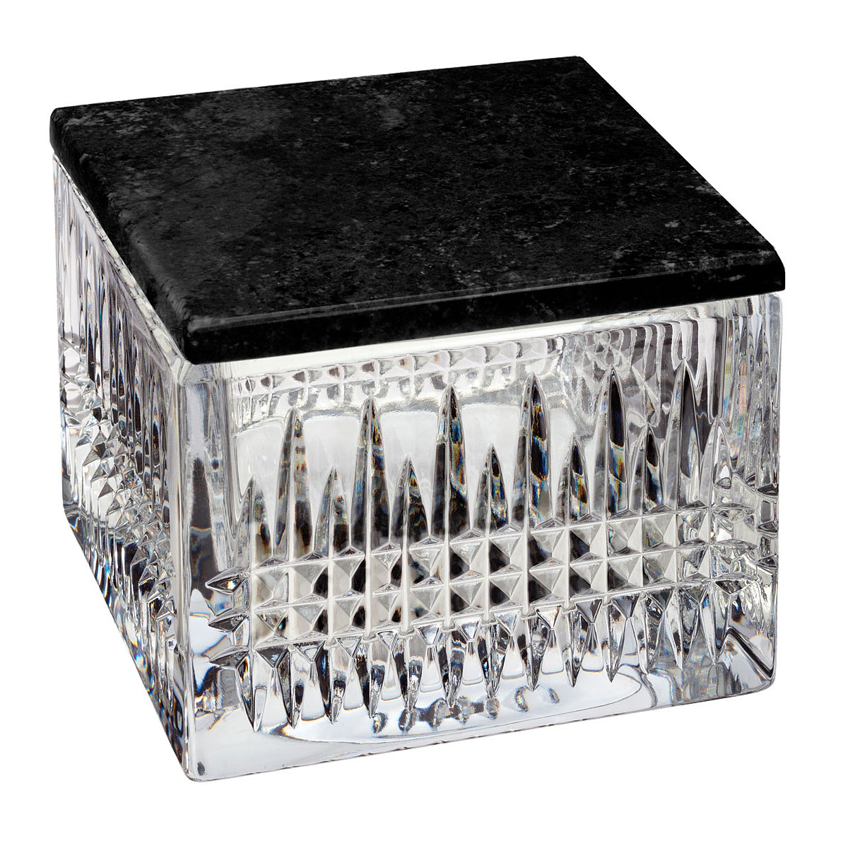 Waterford Crystal, Lismore Diamond Covered Box, With Marble Lid