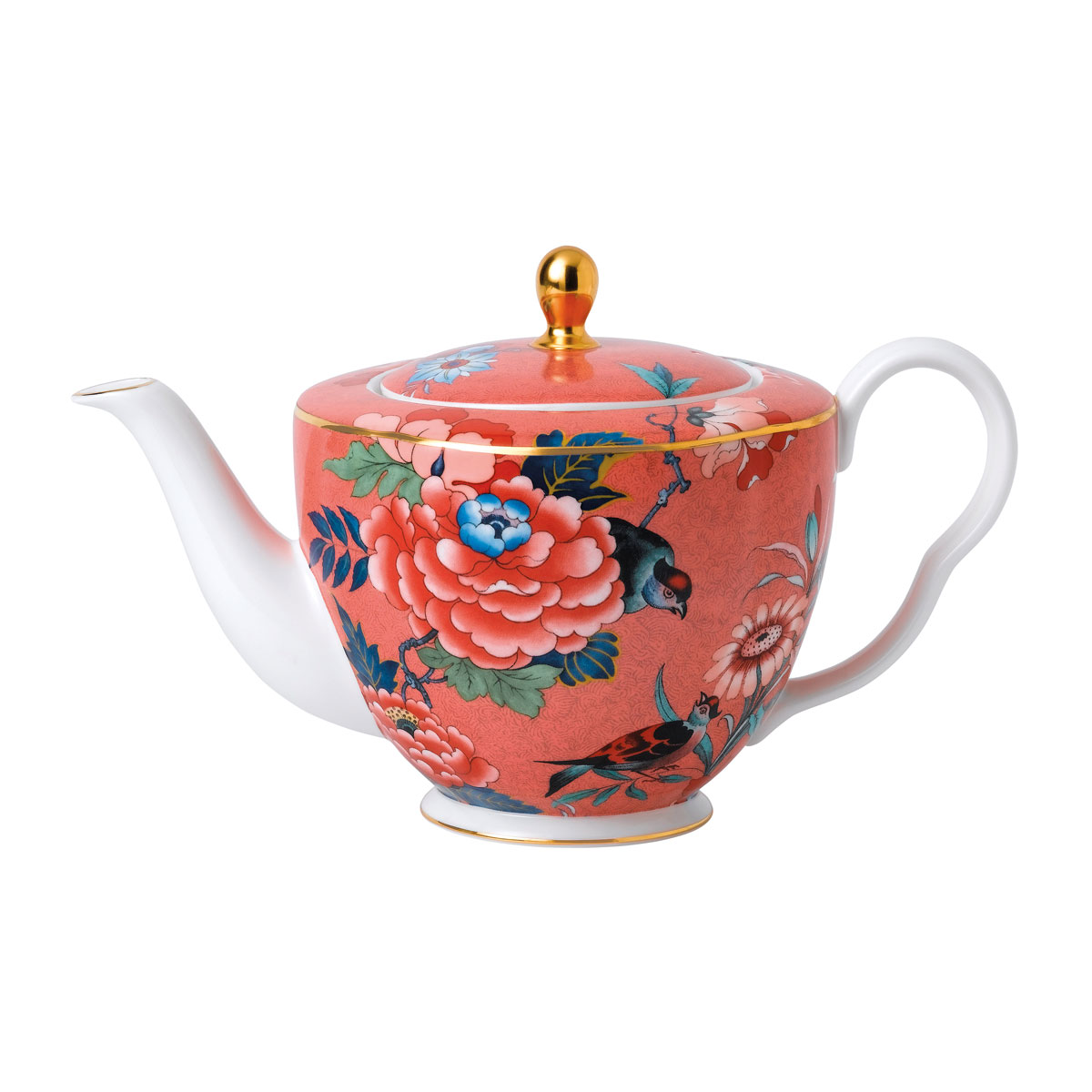Wedgwood China Paeonia Blush Teapot Coral