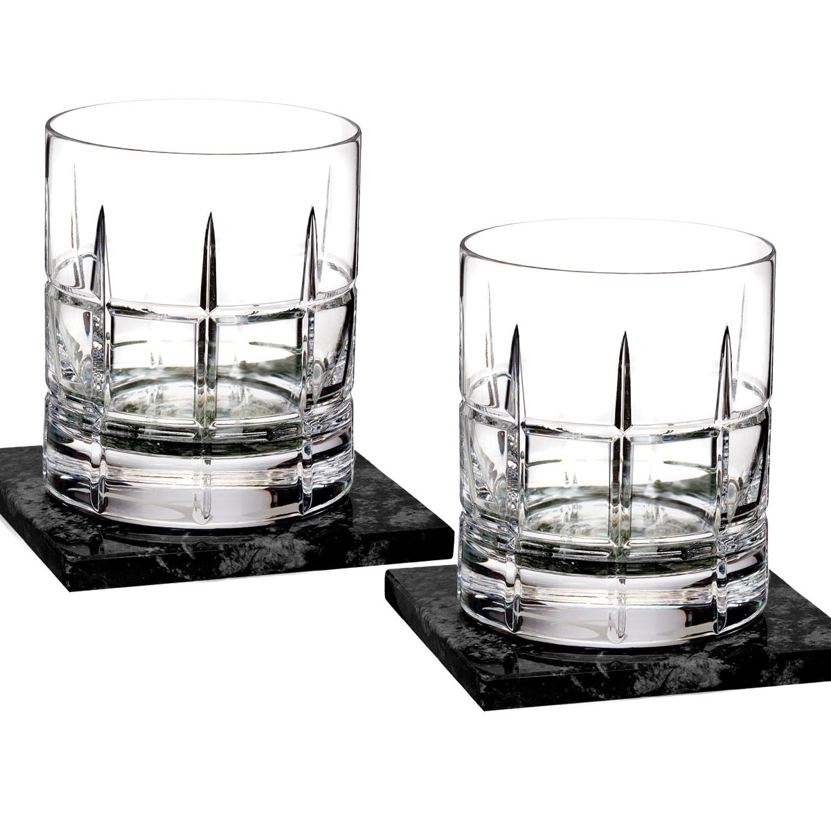 Waterford Crystal, Cluin DOF Tumblers With Marble Coasters, Pair