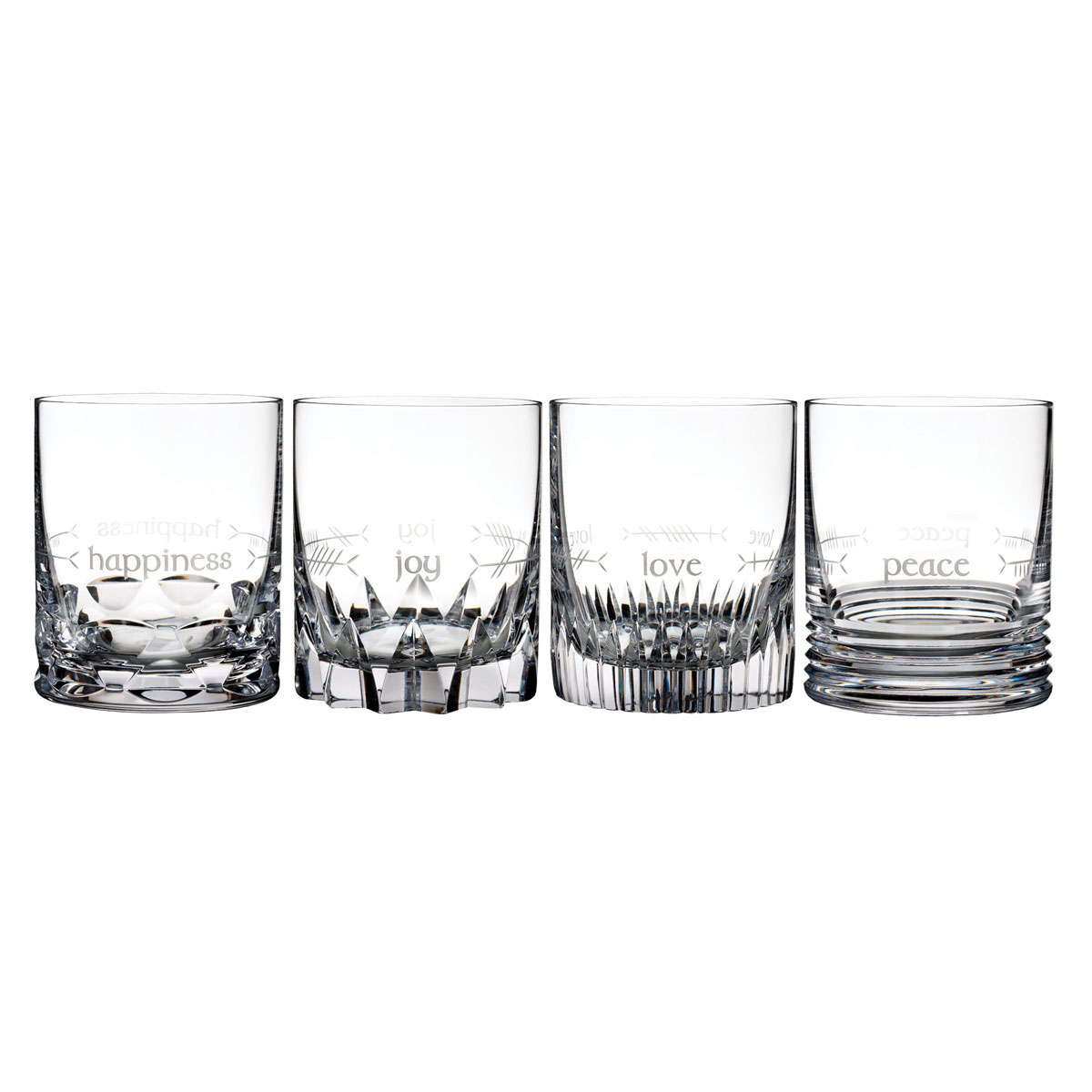 Waterford Crystal, Ogham DOF Tumblers, Mixed Set of Four