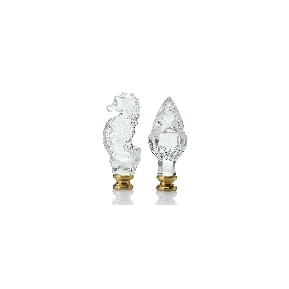 Waterford Crystal Acorn and Seahorse Lamp Finials, Set of 2