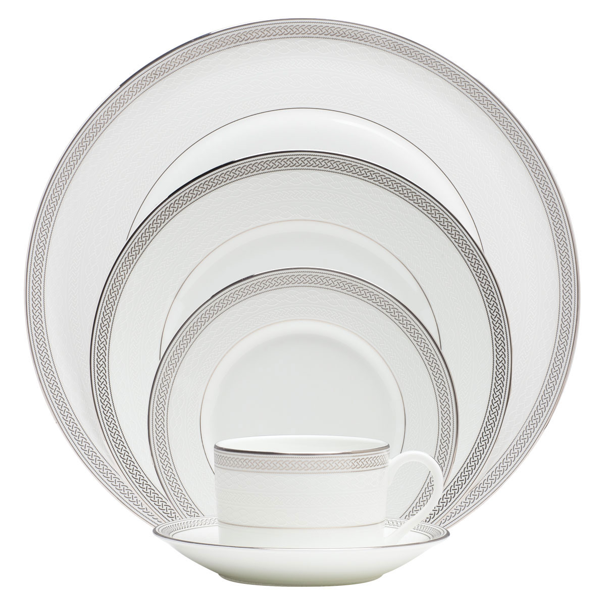 Waterford China Olann Platinum 5 Piece Place Setting