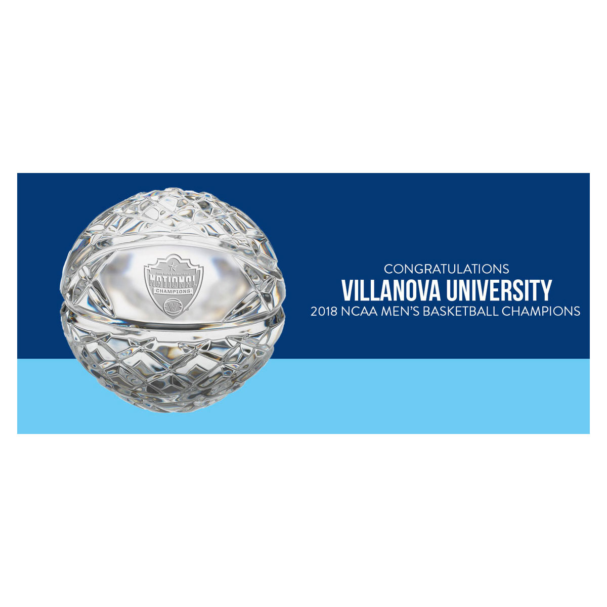 Waterford Crystal Villanova 2018 College Basketball National Champions