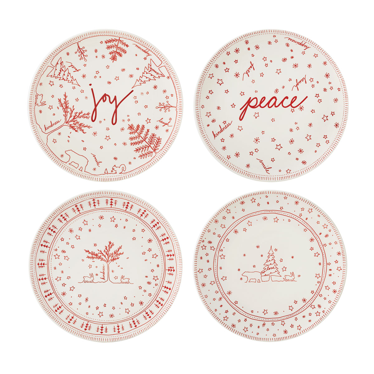 ED Ellen DeGeneres By Royal Doulton Holiday Accent Plate 8" Set of 4