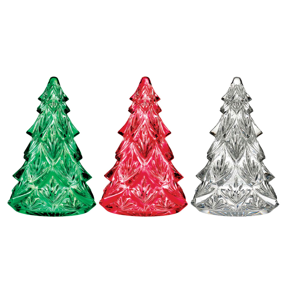 Waterford Crystal Mini Christmas Trees Set - Clear, Green and Red