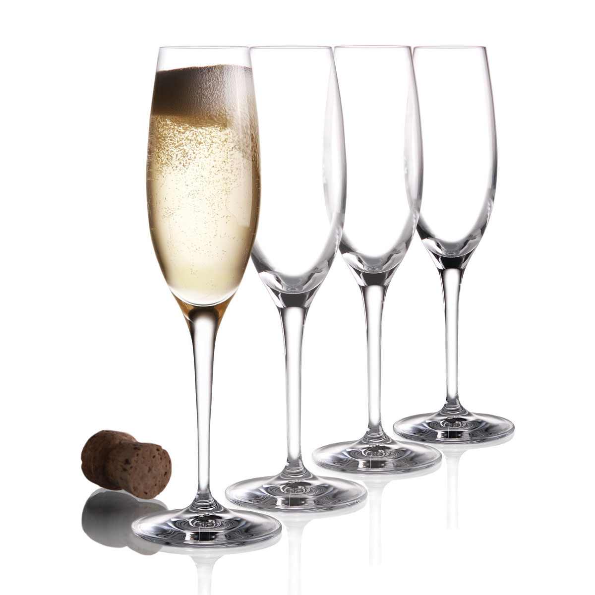 Cashs Ireland, Wine Cru Crystal Champagne Flutes, Set of Four