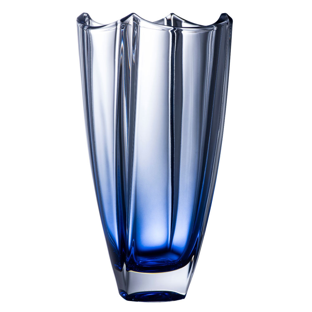 Galway Crystal Dune Square 12" Sapphire Vase