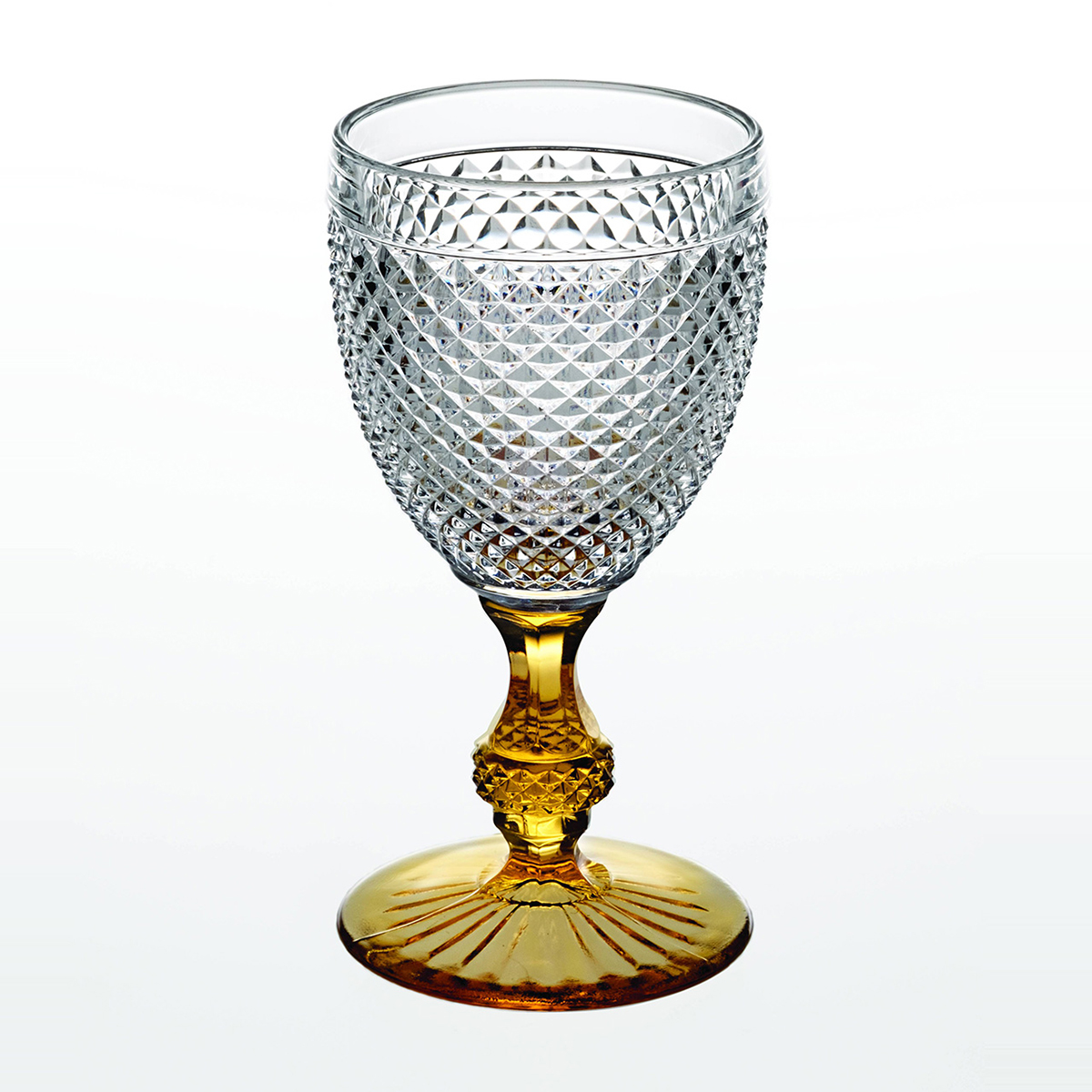 Vista Alegre Glass Bicos Bicolor Goblet with Amber Stem