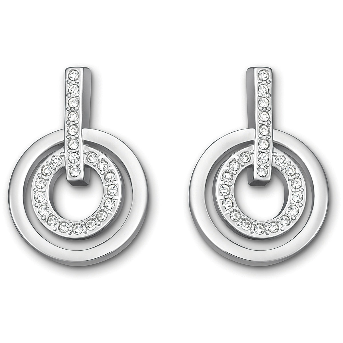 Swarovski Rhodium and Crystal Circle Pierced Earrings
