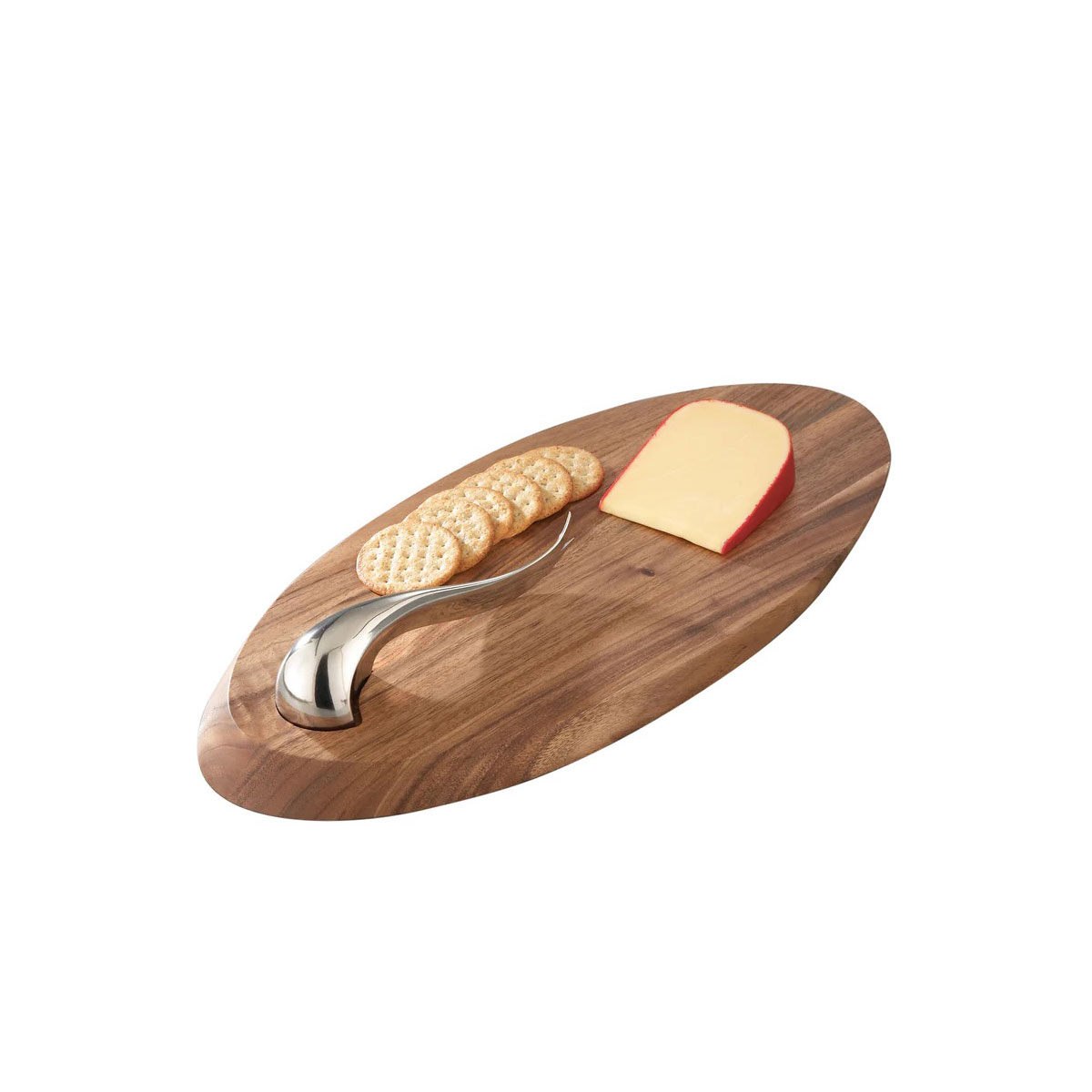 Nambe Metal Swoop Wood Cheese Board With Knife