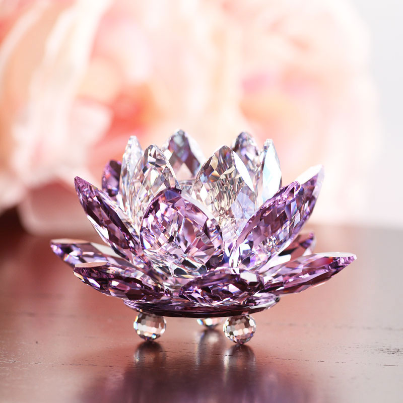 Swarovski Crystal Paradise Waterlily Crystal Candleholder Violet