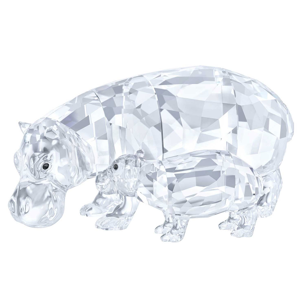 Swarovski Crystal, Hippo Mother With Baby
