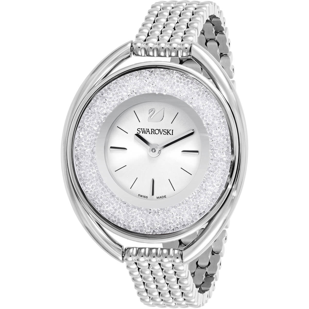 Swarovski Crystalline Oval Watch, Metal bracelet, White, Stainless steel