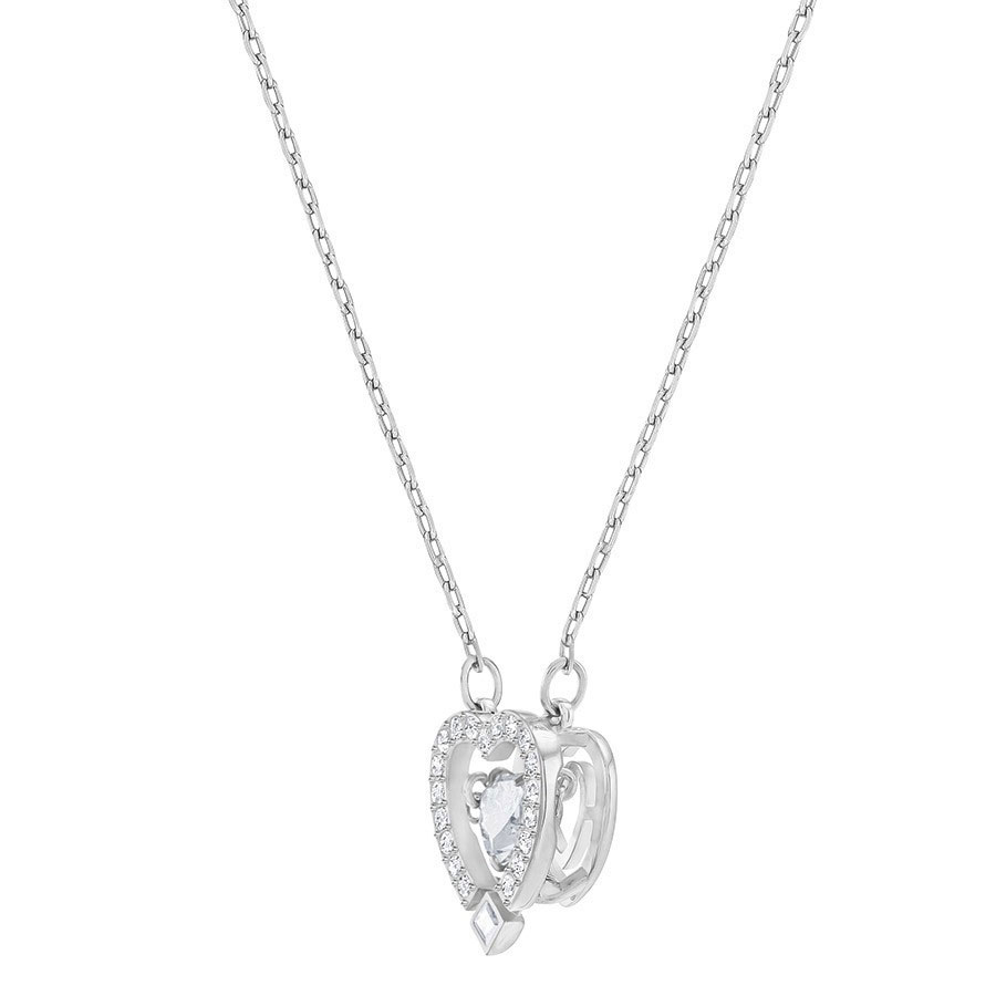 Swarovski Sparkling Dance Heart Necklace, White, Rhodium