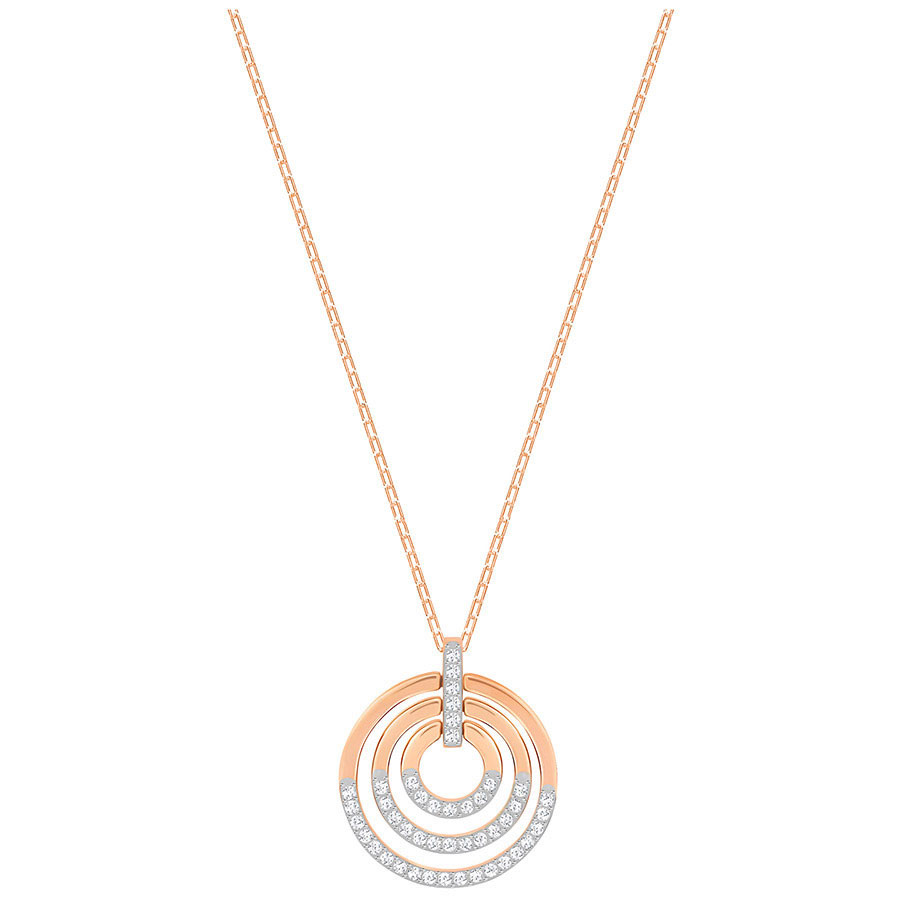Swarovski Circle Pendant, White, Rose Gold