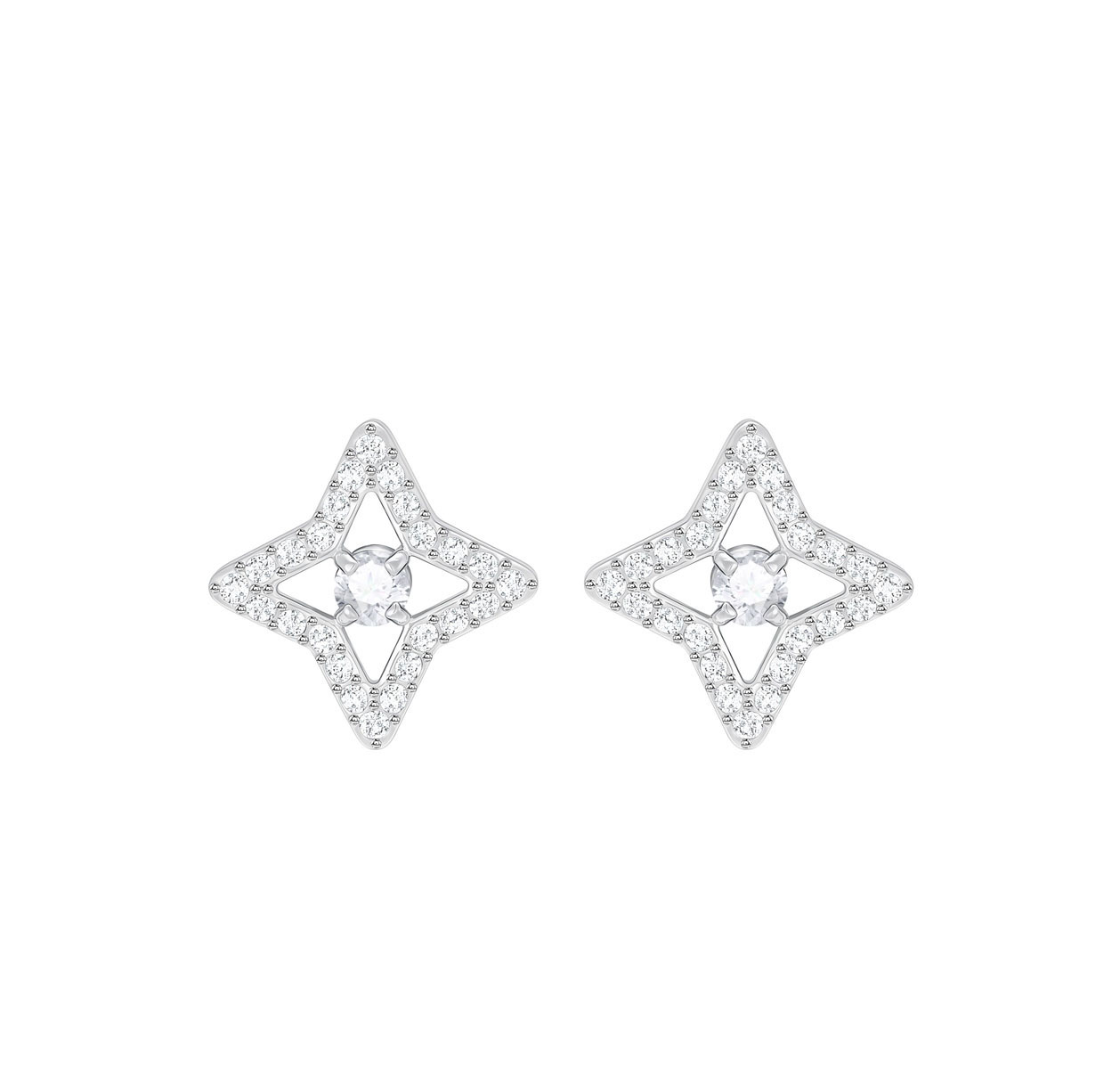 Swarovski Sparkling Dance Star Stud Pierced Earrings, White, Rhodium
