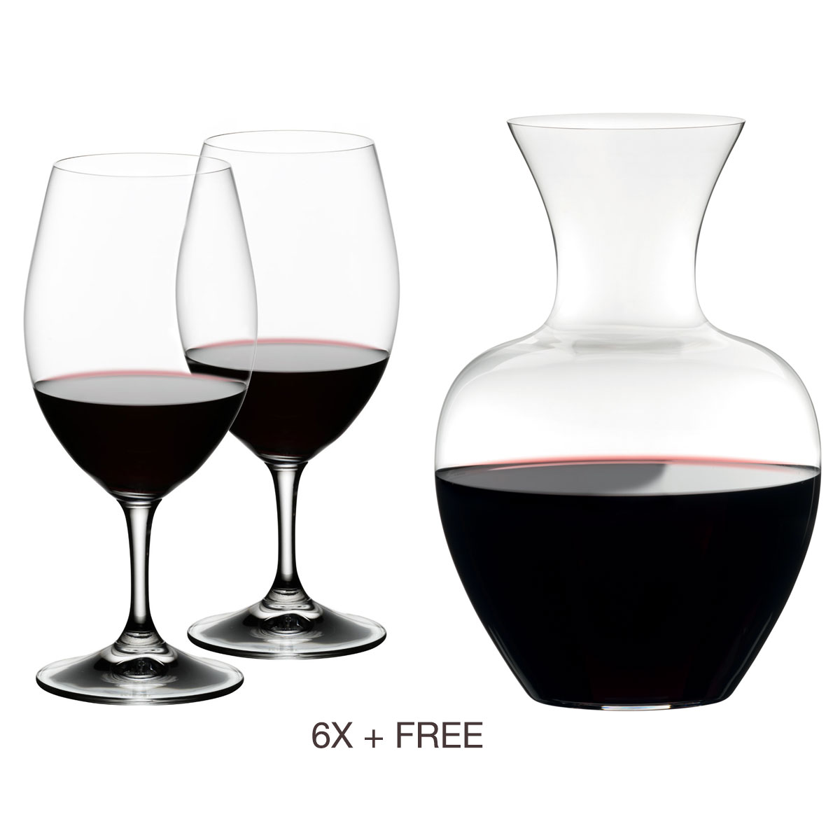 Riedel Six Ouverture Magnum Glasses + Free Apple Wine Decanter, Boxed Set