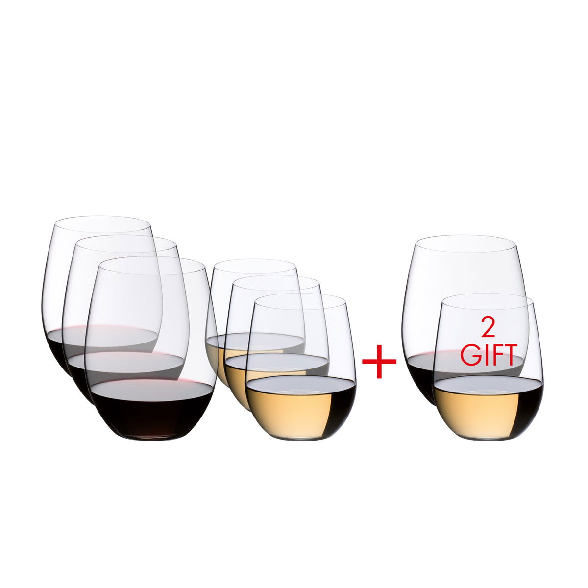 Riedel O Cabernet and Viognier Wine Stemless Glass Set, 6 + 2 Free