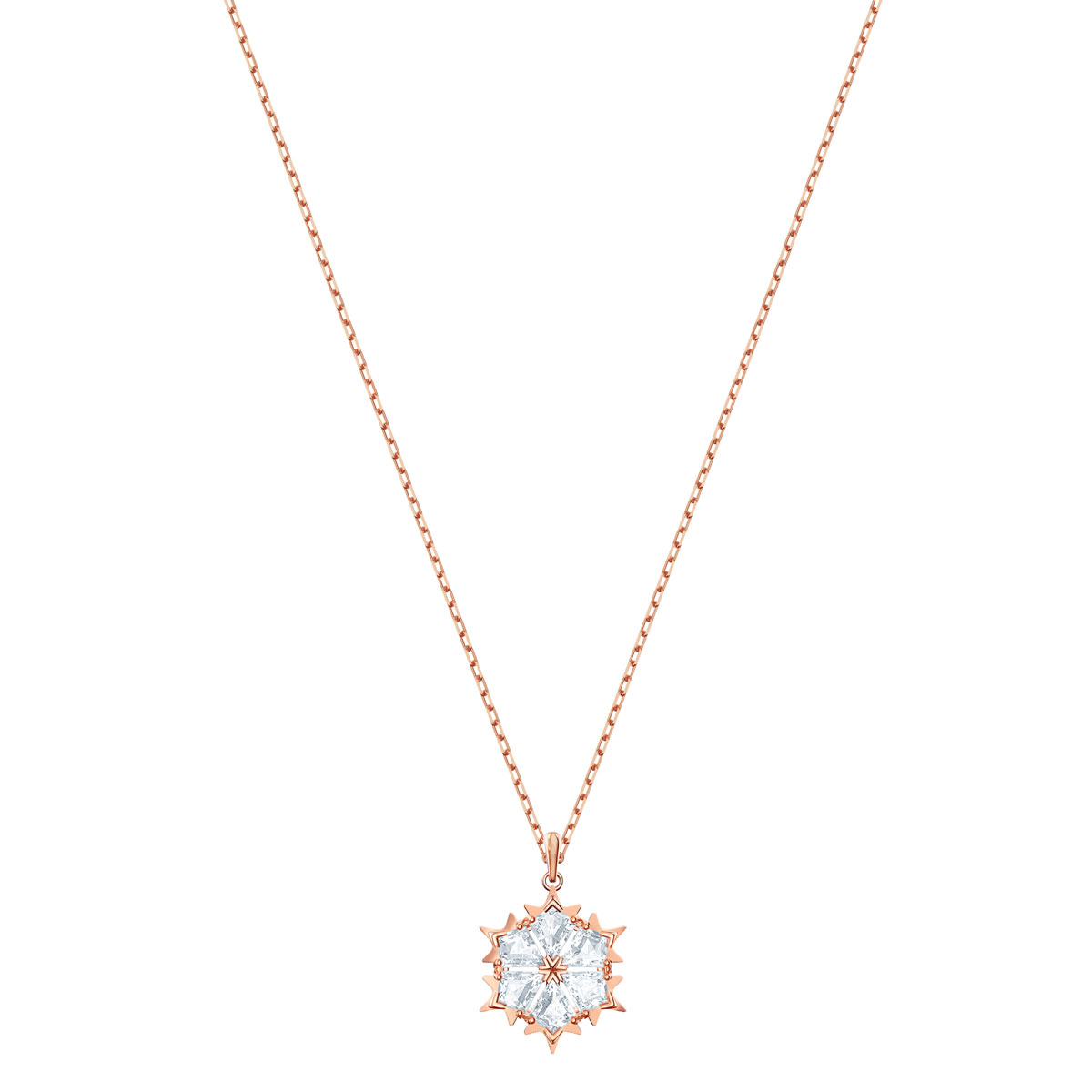 Swarovski White Crystal and Rose Gold Snowflake Pendant Necklace
