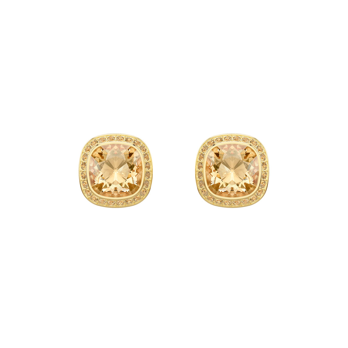 Swarovski Lattitude Stud Pierced Earrings, Golden, Gold
