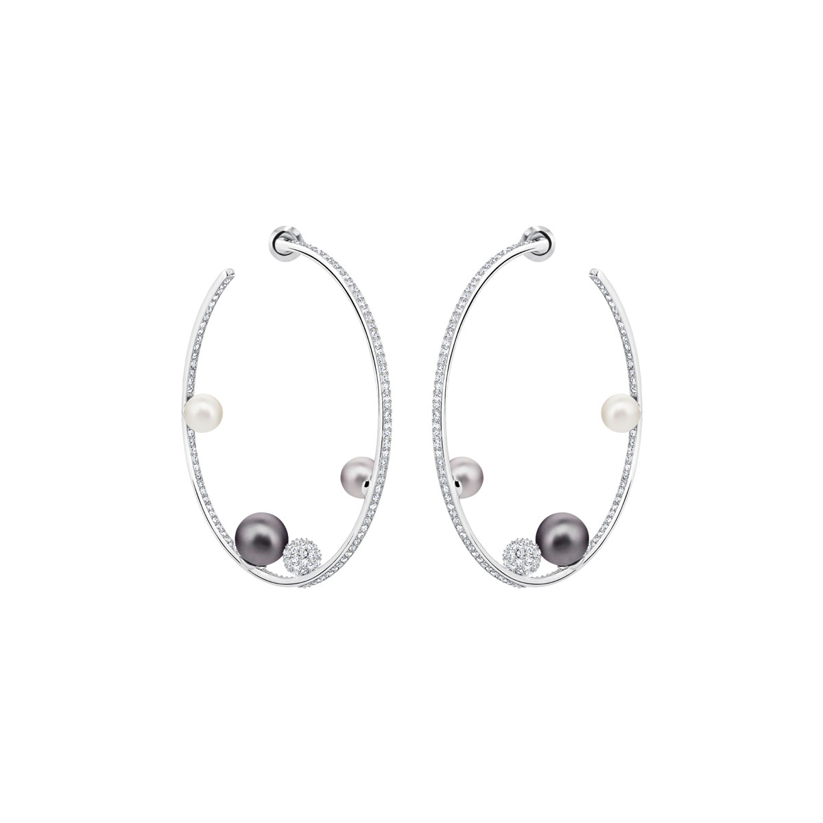 Swarovski Rhodium and Multi Canopy Hoop Pierced Earrings