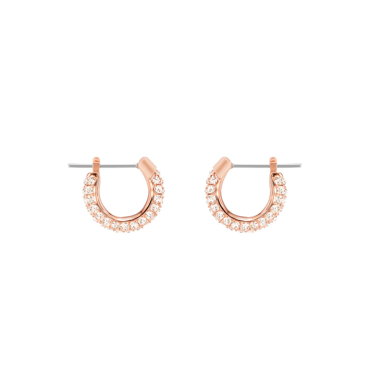 Swarovski Stone Pierced Earrings, Pink, Rose Gold