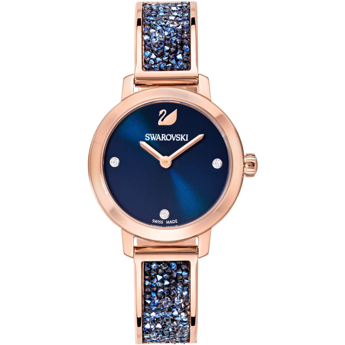 Swarovski Cosmic Rock Watch, Metal bracelet, Blue, Rose Gold
