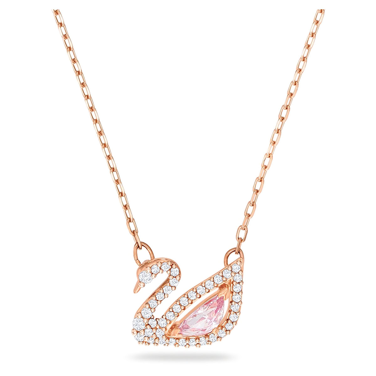 Swarovski Multi Colored and Rose Gold Dazzling Swan Necklace