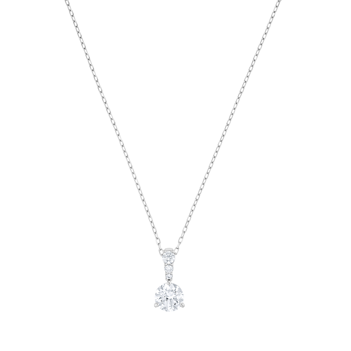 Swarovski Crystal and Rhodium Solitaire Pendant Necklace