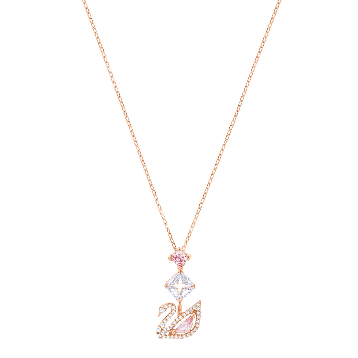 Swarovski Dazzling Swan Y Necklace, Multi Colored, Rose Gold