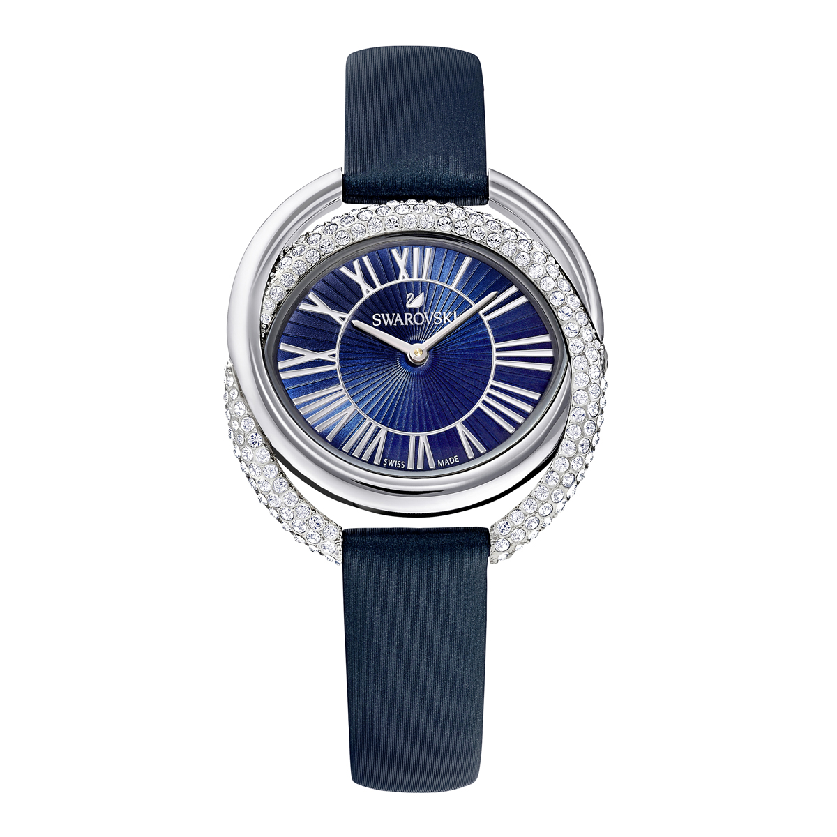 Swarovski Duo Watch, Leather Strap, Blue, Stainless Steel