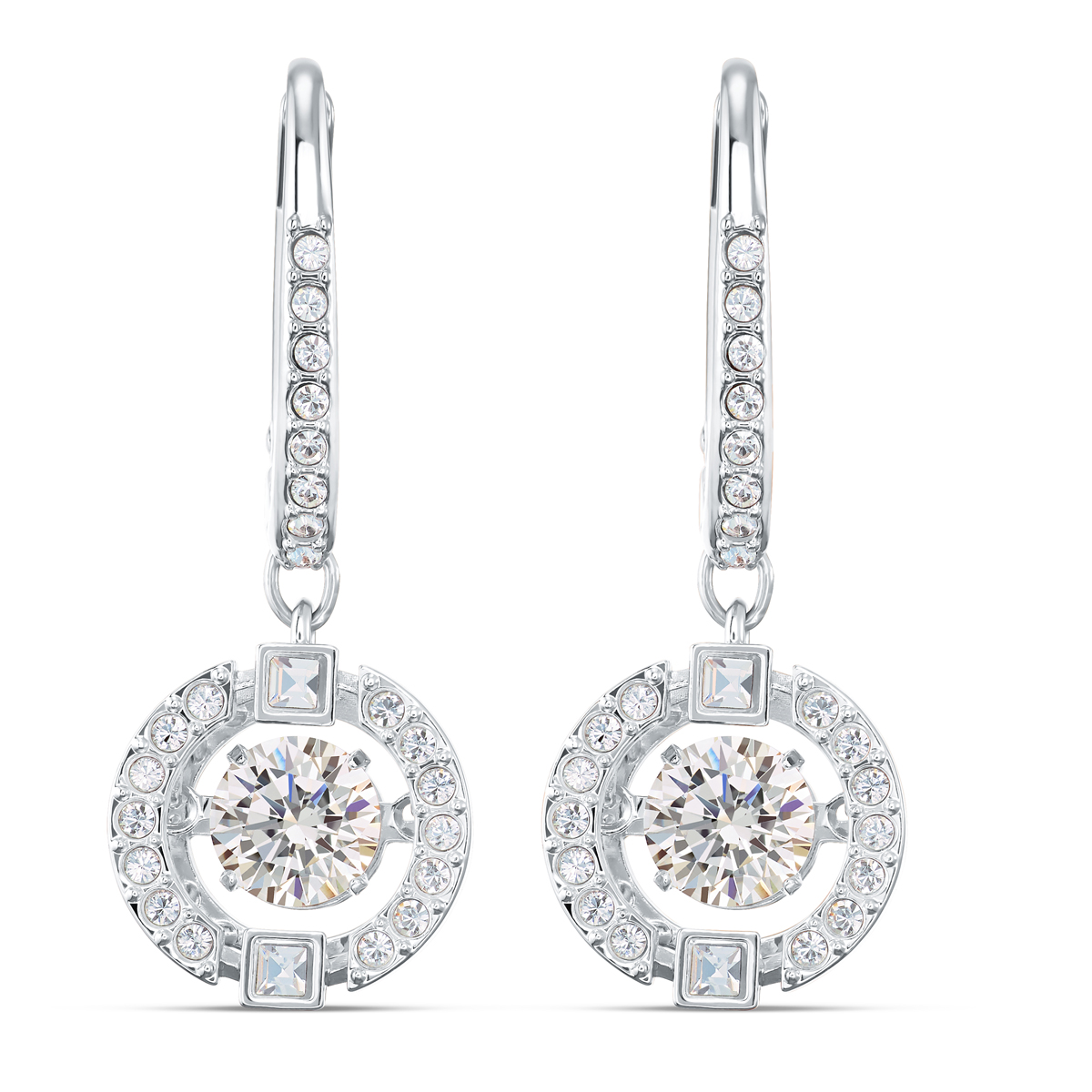 Swarovski Sparkling Dance Pierced Earrings Drop Crystal Rhodium Silver