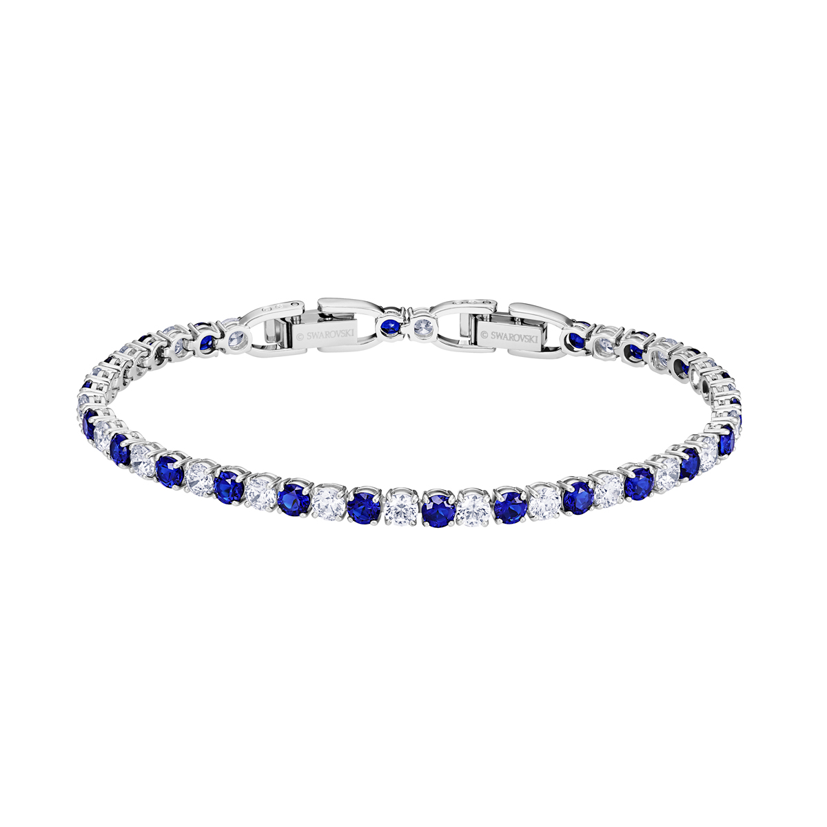 Swarovski Tennis Deluxe Bracelet, Blue, Rhodium