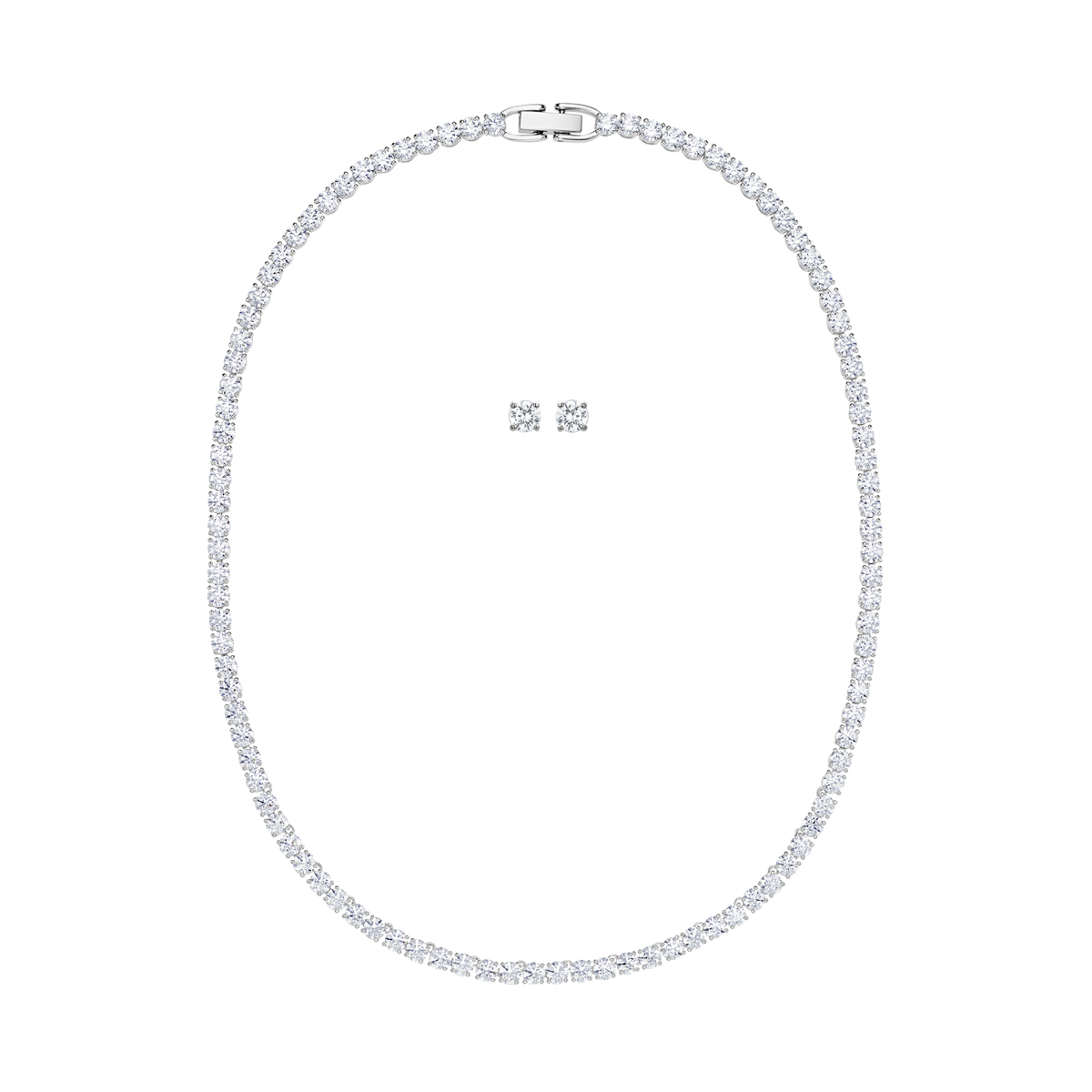 Swarovski Tennis Deluxe Necklace Set, White, Rhodium