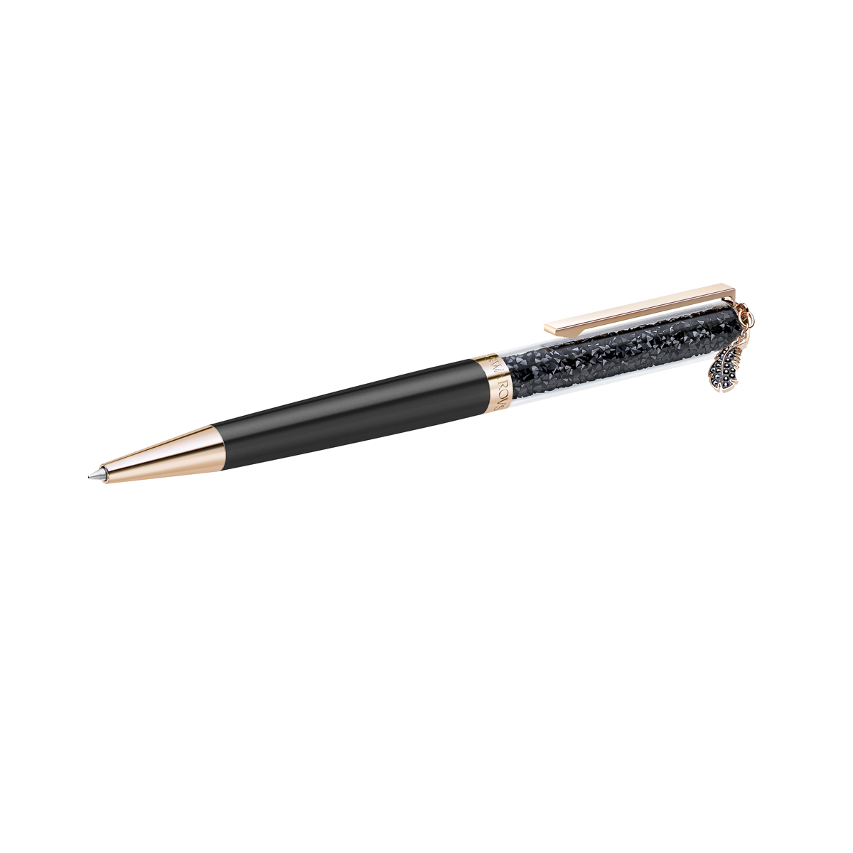 Swarovski Crystalline Black Ballpoint Pen with Feather