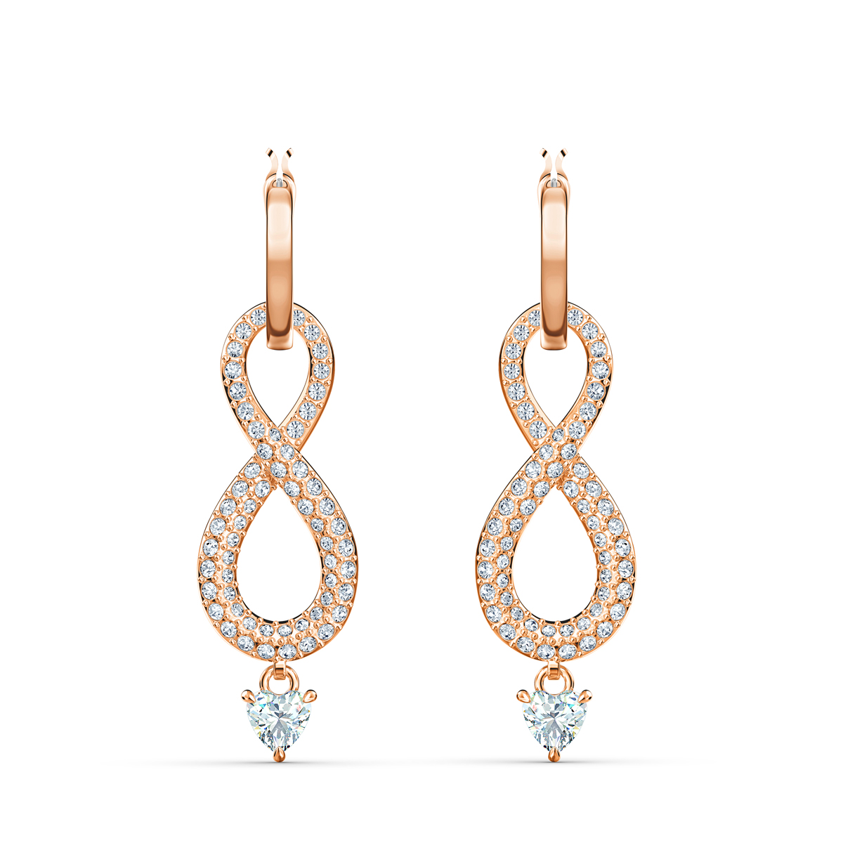 Swarovski Infinity Pierced Earrings Crystal Rose Gold